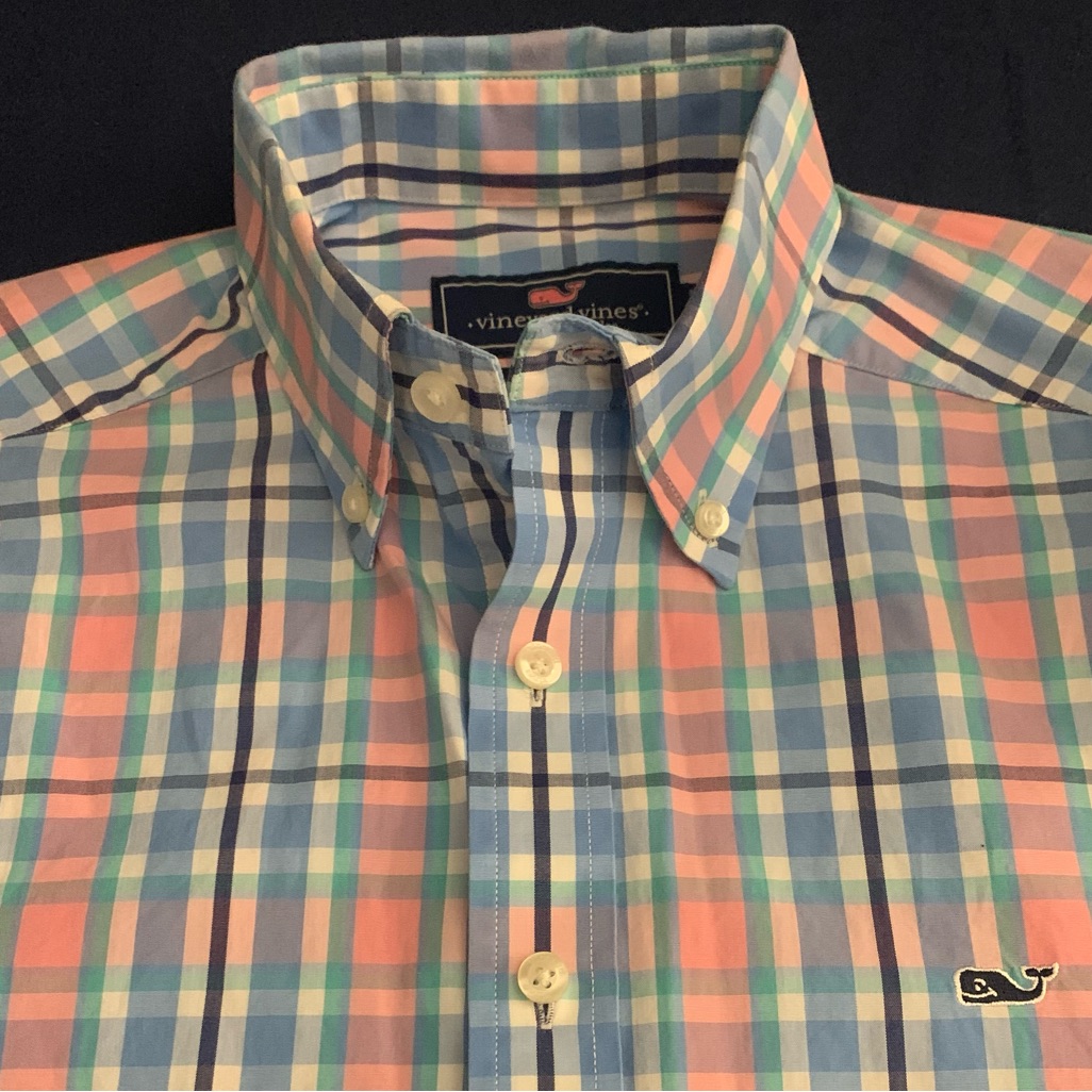 Vineyard Vines Ss Slim Fit All Cotton Plaid Whale Shirt